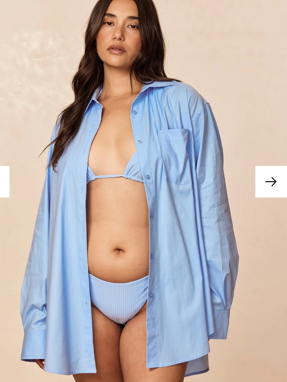 Monday Swimwear La Jolla Pale Blue Striped Oversized Button Shirt